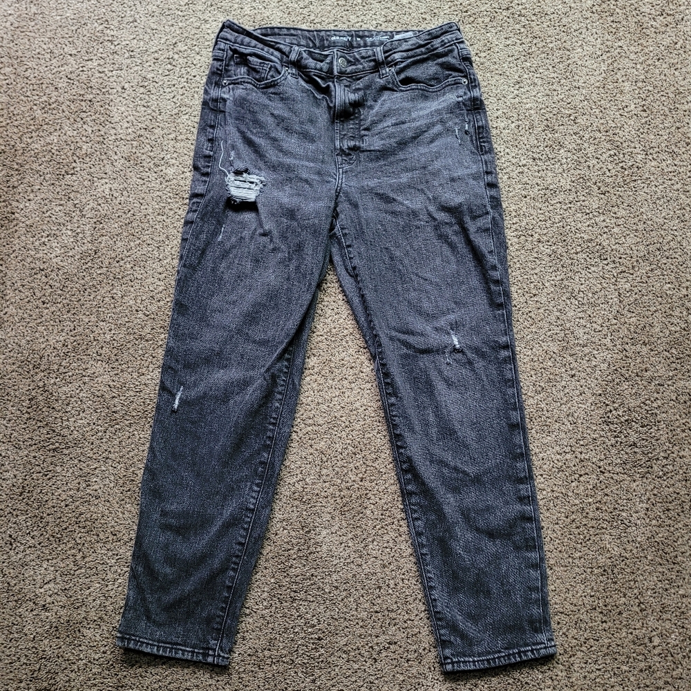 Old Navy Womens Jeans 10 Black High Rise OG Straight Secret Slim Pockets Mom Y2K